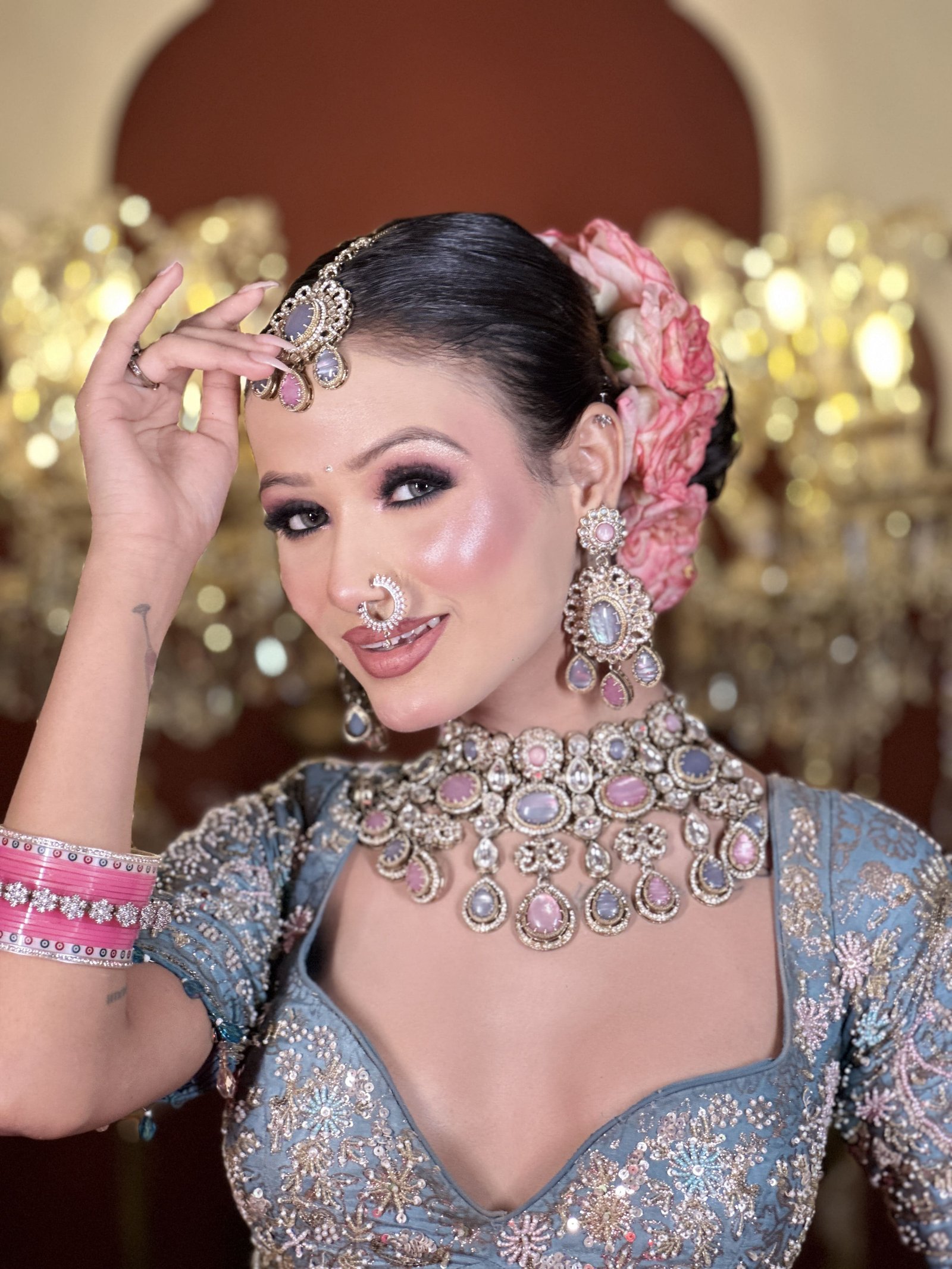 Hair styling by makeup artist in Faridabad