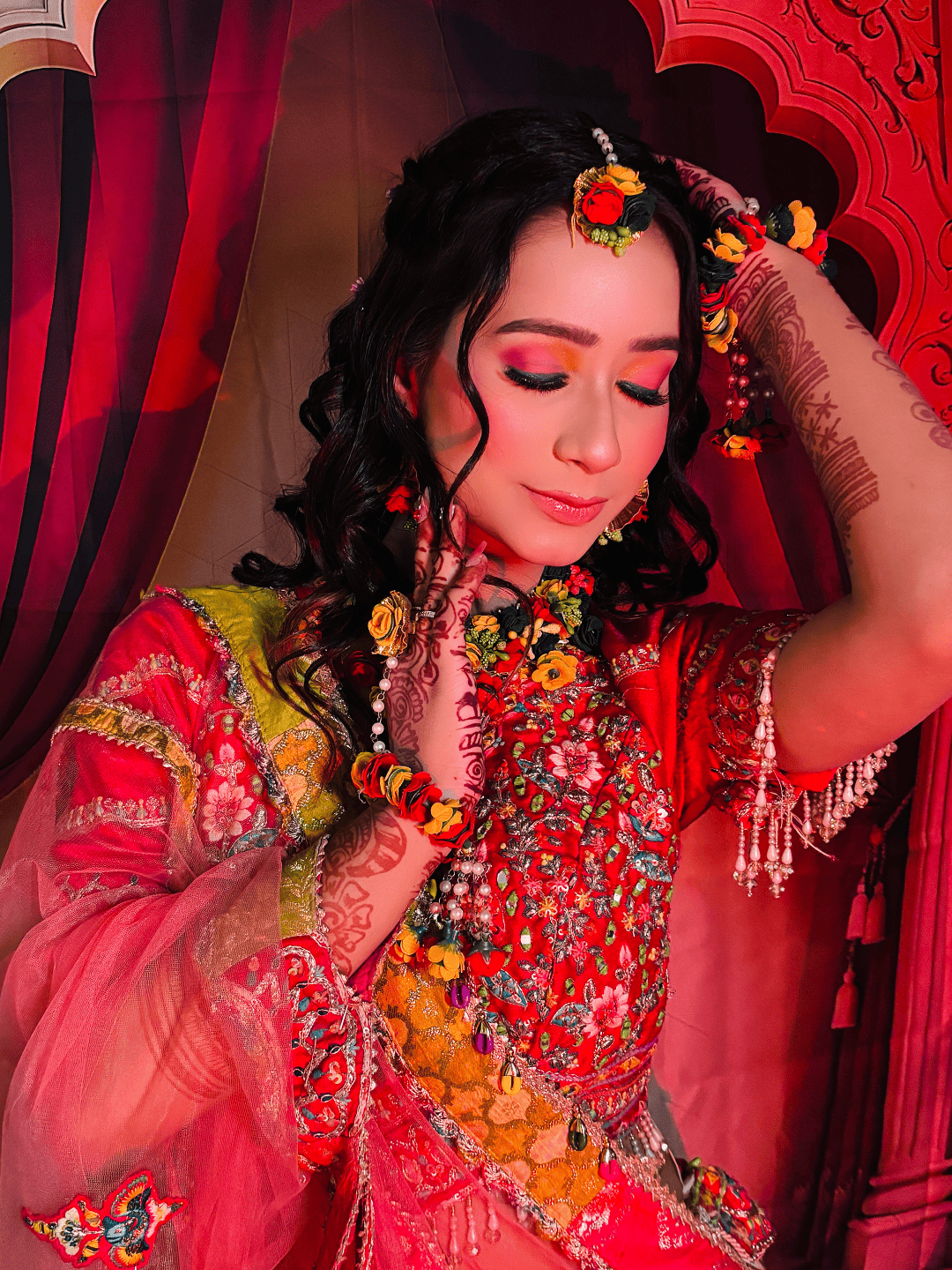 Makeup artist Payal Kaushik creating a makeup look in Faridabad